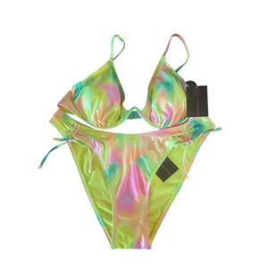No Boundaries NOBO Juniors Swimsuit Bikini Multi-Colored‎ Tie-Dye. L (11-13) NWT